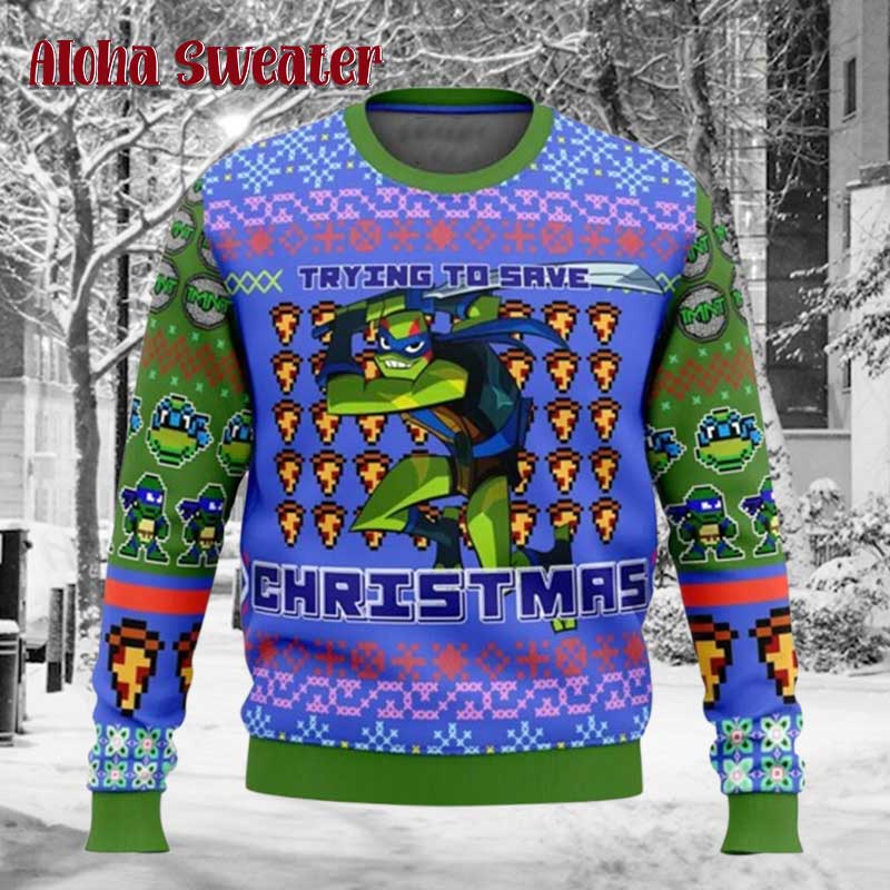 Leonardo Ninja Turtles Ugly Christmas Sweater - Holiday Gift product image