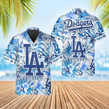 Los Angeles Dodgers Big Logo Floral Hawaiian - Adult & Kids T-Shirts, Sweatshirts & Hoodies apparel design preview 1