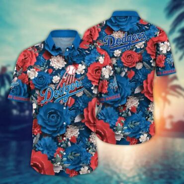 Los Angeles Dodgers Bold Bloom Hawaiian - Adult & Kids T-Shirts, Sweatshirts & Hoodies apparel design preview 1
