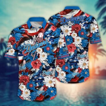 Los Angeles Dodgers Floral Americana Hawaiian - Adult & Kids T-Shirts, Sweatshirts & Hoodies apparel design preview 1