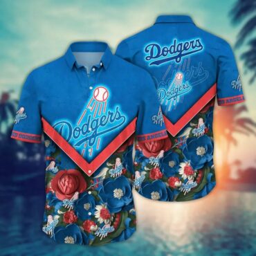 Los Angeles Dodgers Floral Chevron Hawaiian - Adult & Kids T-Shirts, Sweatshirts & Hoodies apparel design preview 1