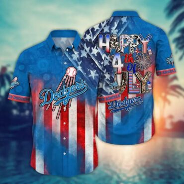 Los Angeles Dodgers Happy 4th of July Hawaiian - Adult & Kids T-Shirts, Sweatshirts & Hoodies apparel design preview 1