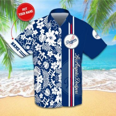 Los Angeles Dodgers Personalized Hibiscus Hawaiian - Adult & Kids T-Shirts, Sweatshirts & Hoodies apparel design preview 1