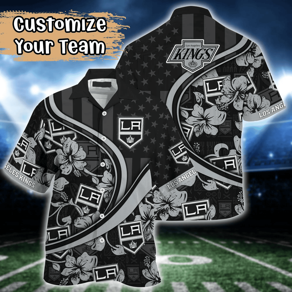 Los Angeles Kings NHL Us Flag Hawaiian Custom Summer - Adult & Kids T-Shirts, Sweatshirts & Hoodies apparel design preview 1