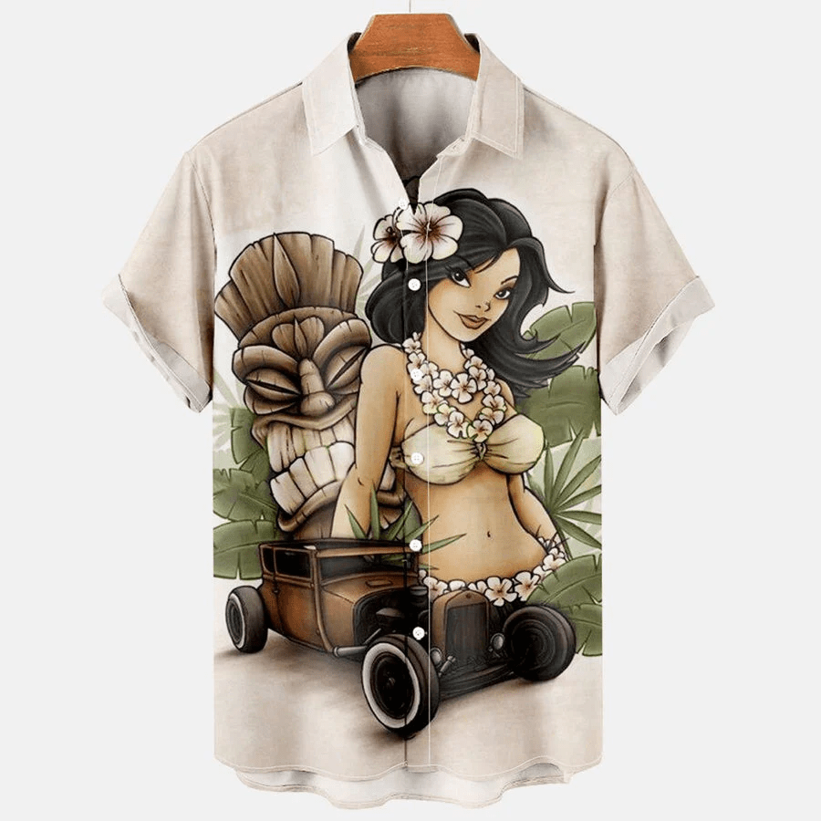Men Women's Vintage Beauty Car Hawaiian - Adult & Kids T-Shirts, Sweatshirts & Hoodies apparel design preview 1