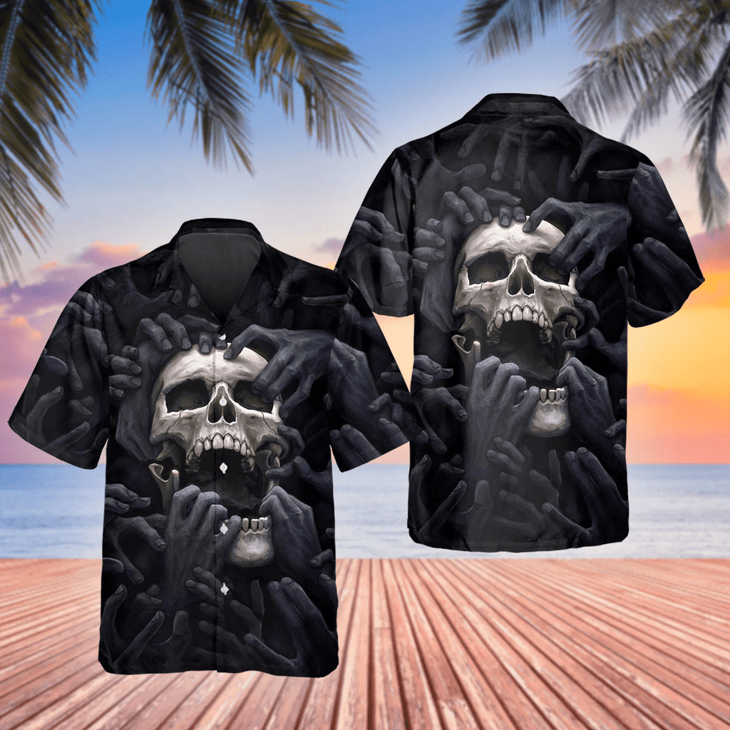 Men's Horror Hawaiian with Skull Flower Themes - Adult & Kids T-Shirts, Sweatshirts & Hoodies apparel design preview 1