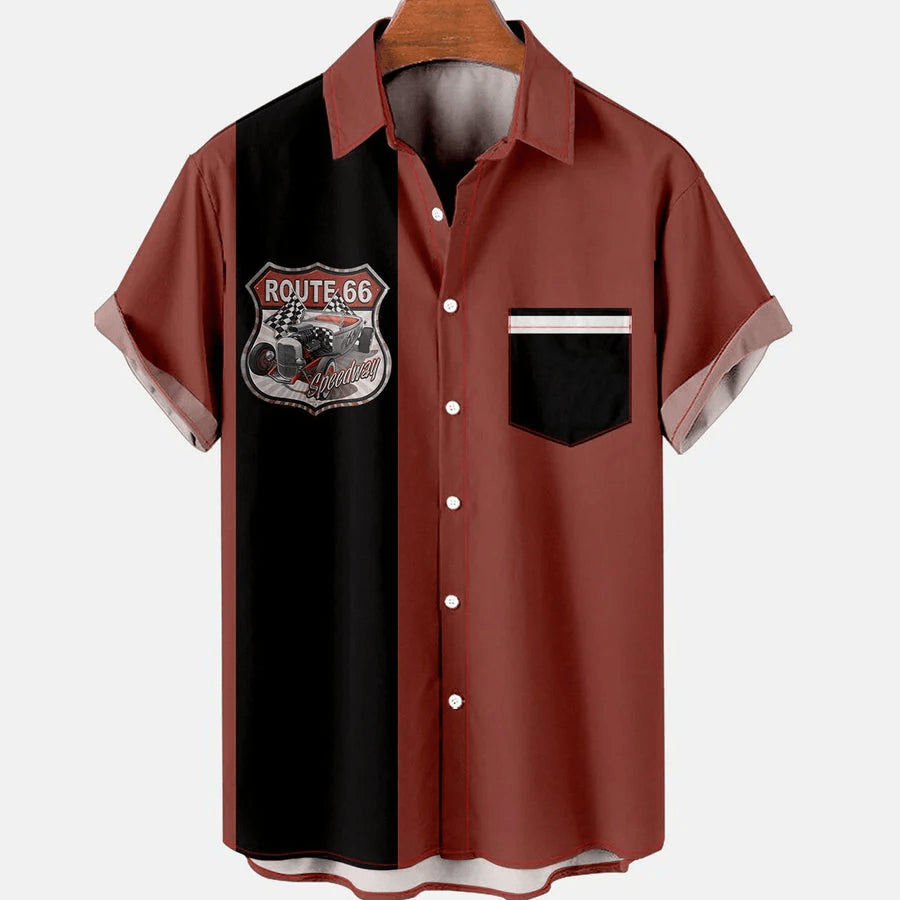 Men's Route 66 Vintage Cars Print Casual Breathable - Adult & Kids T-Shirts, Sweatshirts & Hoodies apparel design preview 1