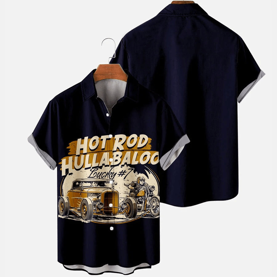 Men's Vintage Car Print Casual Short Sleeve Trendy - Adult & Kids T-Shirts, Sweatshirts & Hoodies apparel design preview 1