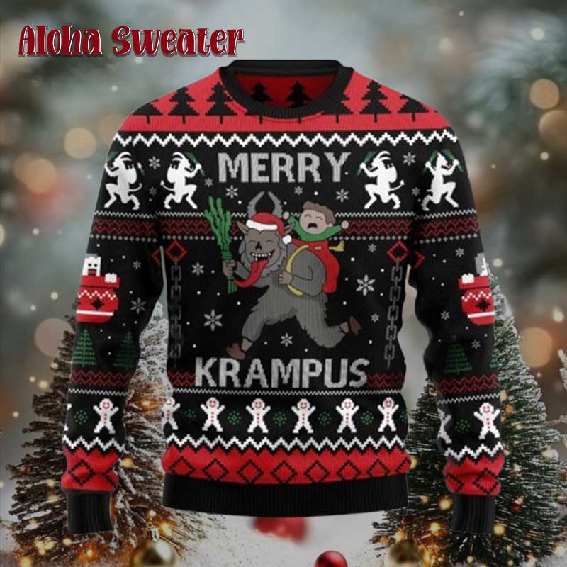 Merry Krampus Naughty Brats Ugly Christmas Sweater - Holiday Gift product image 3