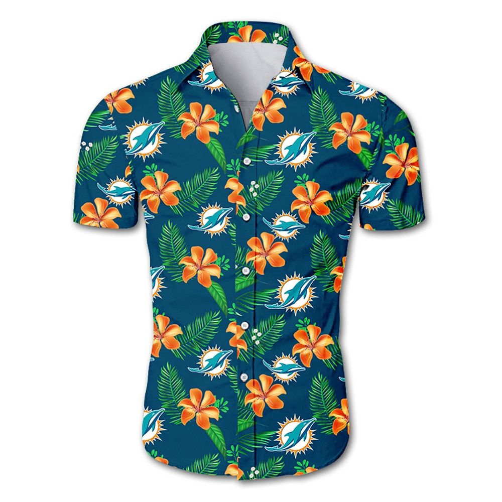 Miami Dolphins Hawaiian Tropical Flower, Summer - Adult & Kids T-Shirts, Sweatshirts & Hoodies apparel design preview 1