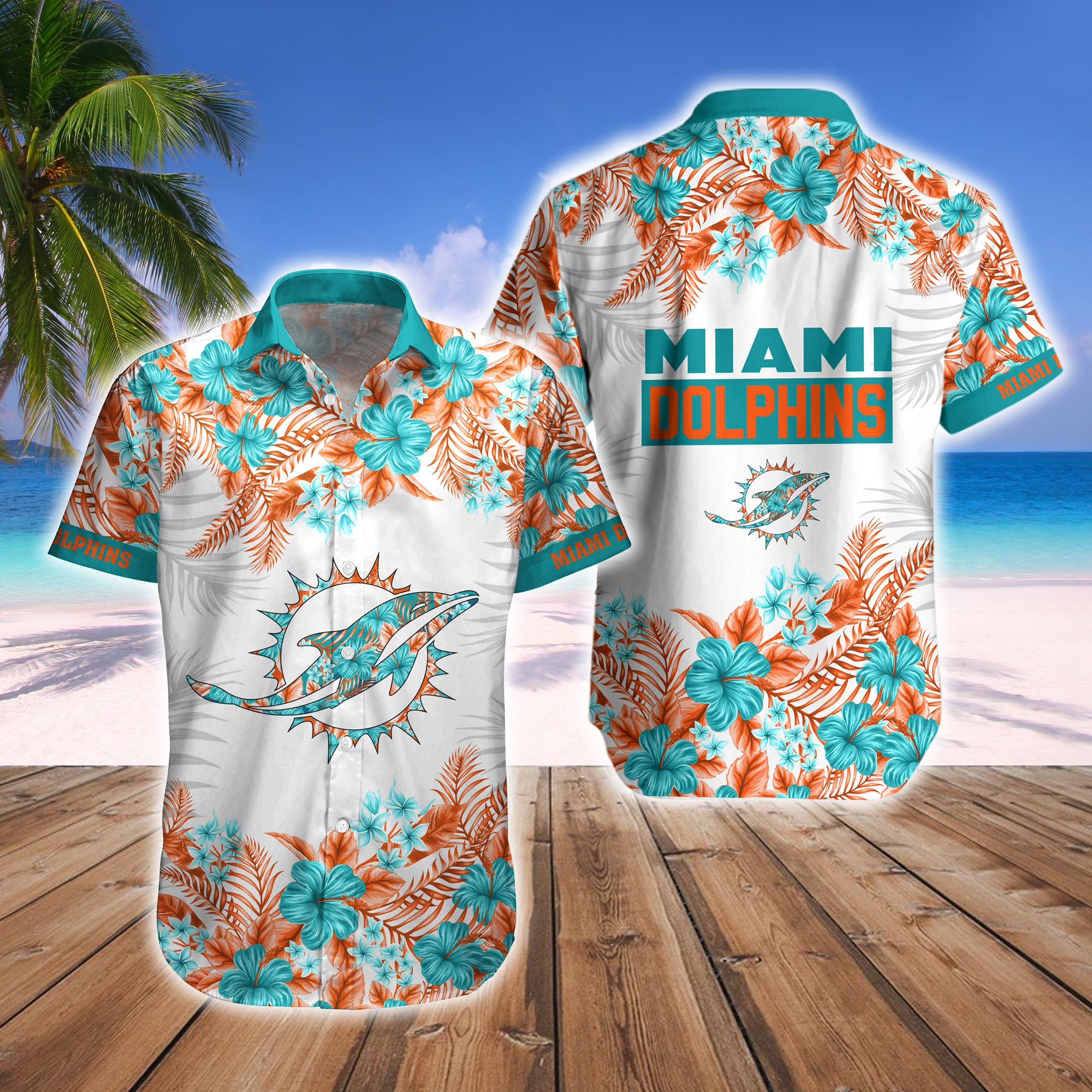 Miami Dolphins Oceanic Splash Hawaiian Shorts Fan - Adult & Kids T-Shirts, Sweatshirts & Hoodies apparel design preview 1