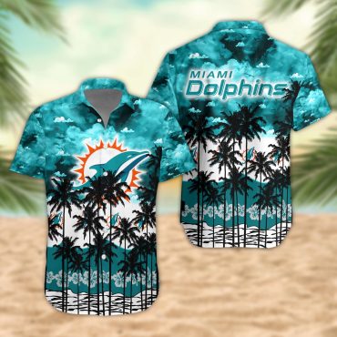 Miami Dolphins Palm Trees Sunset Hawaiian - Adult & Kids T-Shirts, Sweatshirts & Hoodies apparel design preview 1