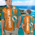 Miami Dolphins Short Sleeve Button Up Tropical - Adult & Kids T-Shirts, Sweatshirts & Hoodies apparel design preview 1