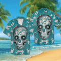 Miami Dolphins Sugarskull Short Sleeve Button Up - Adult & Kids T-Shirts, Sweatshirts & Hoodies apparel design preview 1