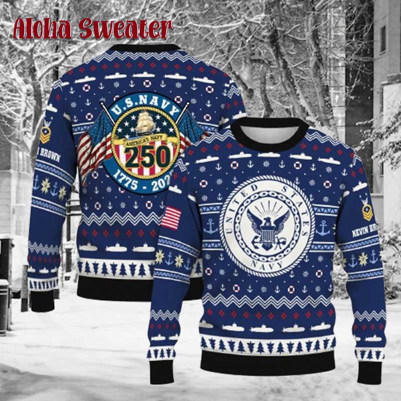Military Us Navy Force Ugly Christmas Sweater - Holiday Gift product image 2