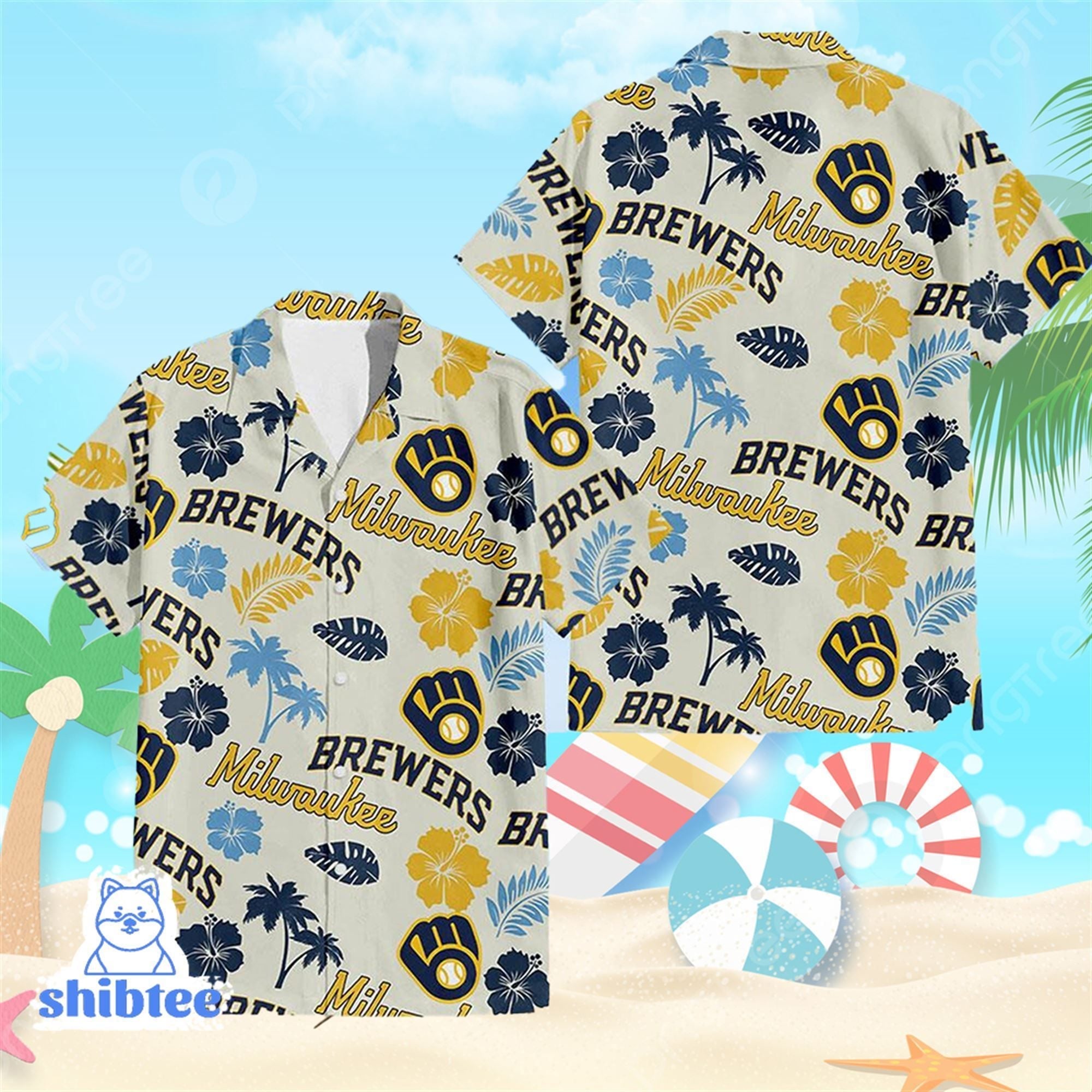 Milwaukee Brewers Hawaiian Beach Shorts Giveaway - Adult & Kids T-Shirts, Sweatshirts & Hoodies apparel design preview 1