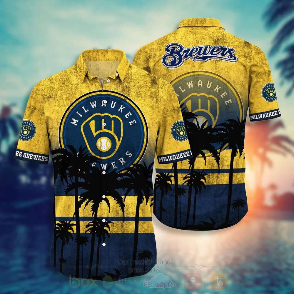Milwaukee Brewers Hawaiian Symbol Palm Trees Vintage - Adult & Kids T-Shirts, Sweatshirts & Hoodies apparel design preview 1