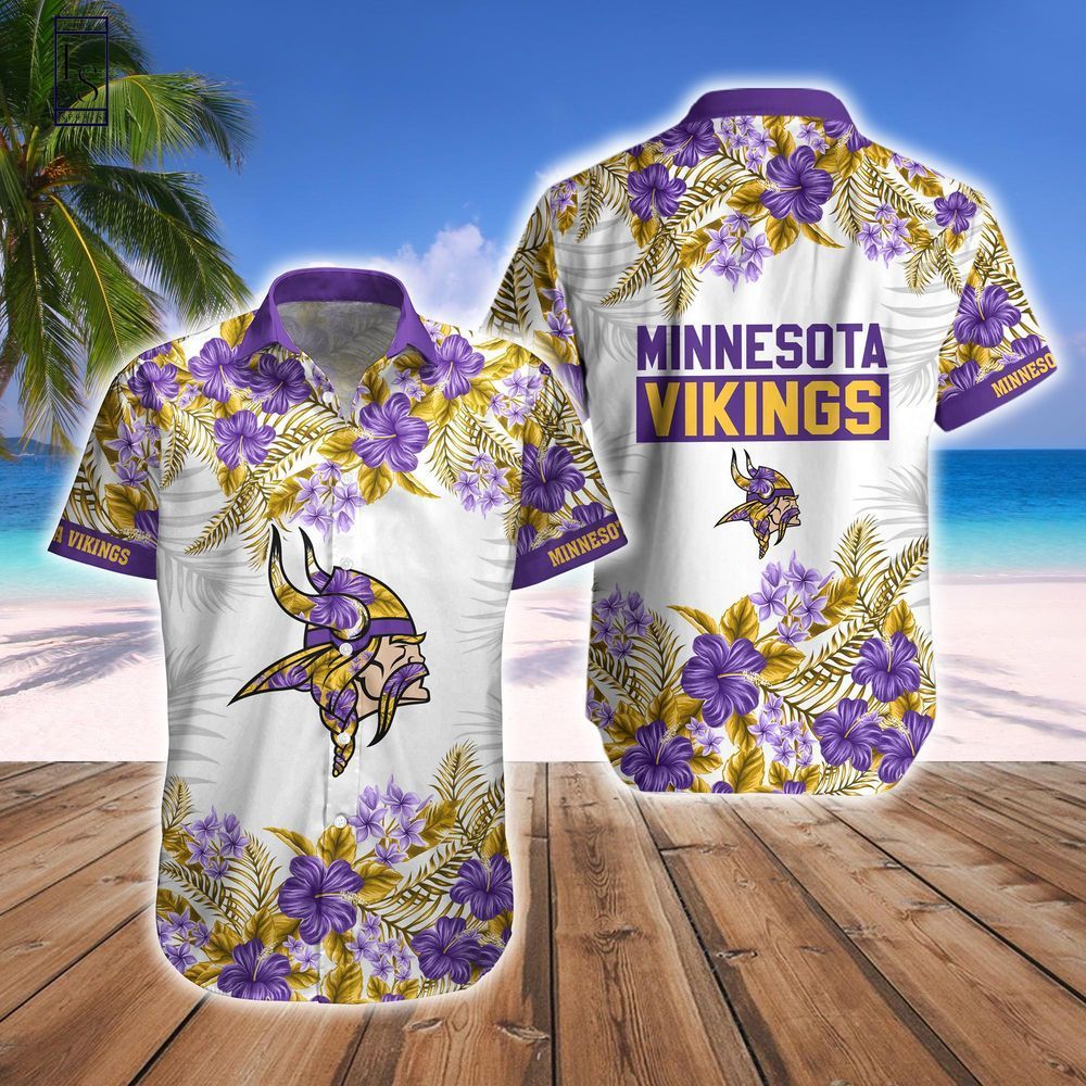 Minnesota Vikings Hawaiian Short Combo Set Tropical - Adult & Kids T-Shirts, Sweatshirts & Hoodies apparel design preview 1