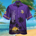 Minnesota Vikings Short Sleeve Button Up Tropical - Adult & Kids T-Shirts, Sweatshirts & Hoodies apparel design preview 1