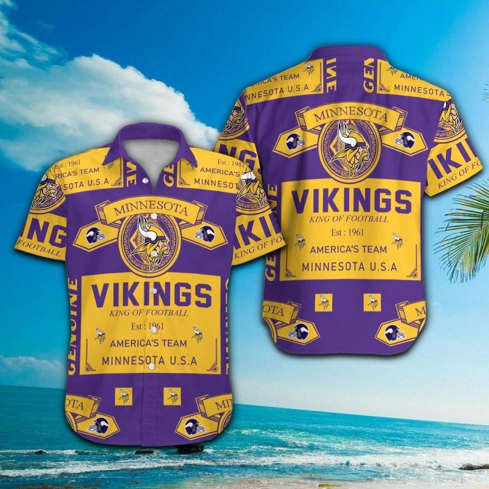Minnesota Vikings Short Sleeve Button Up Tropical - Adult & Kids T-Shirts, Sweatshirts & Hoodies apparel design preview 1