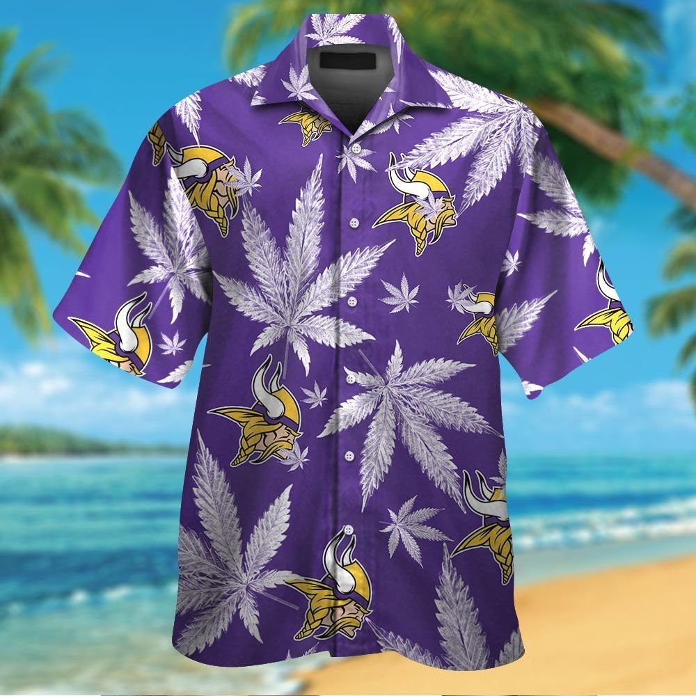 Minnesota Vikings Short Sleeve Button Up Tropical - Adult & Kids T-Shirts, Sweatshirts & Hoodies apparel design preview 1