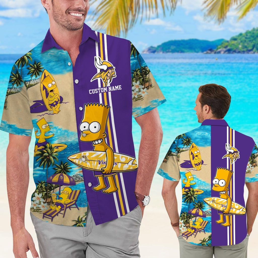 Minnesota Vikings Simpsons Name Personalized Short - Adult & Kids T-Shirts, Sweatshirts & Hoodies apparel design preview 1