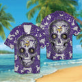 Minnesota Vikings Sugarskull Short Sleeve Button Up - Adult & Kids T-Shirts, Sweatshirts & Hoodies apparel design preview 1