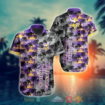 Minnesota Vikings Twilight Palm Breeze Hawaiian - Adult & Kids T-Shirts, Sweatshirts & Hoodies apparel design preview 1