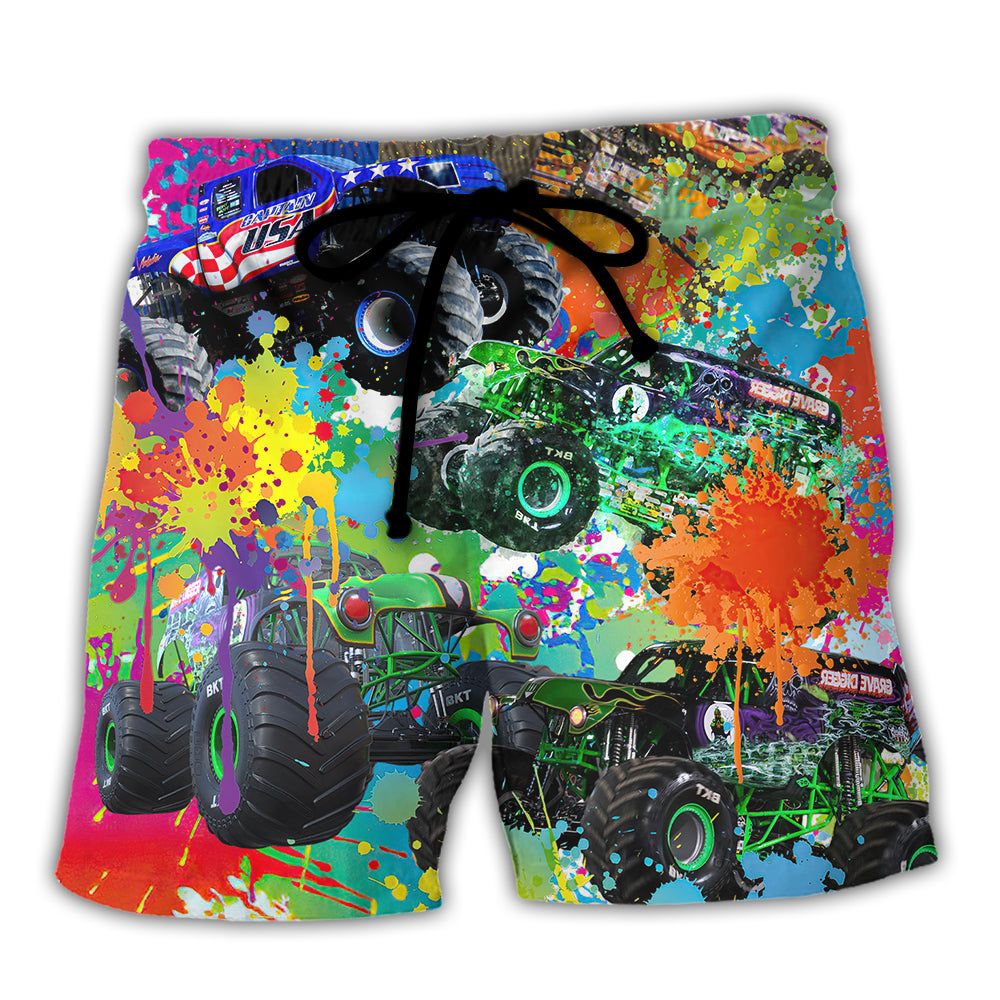 Monster Truck Colorful Painting Trendy Aloha Hawaiian - Adult & Kids T-Shirts, Sweatshirts & Hoodies apparel design preview 1