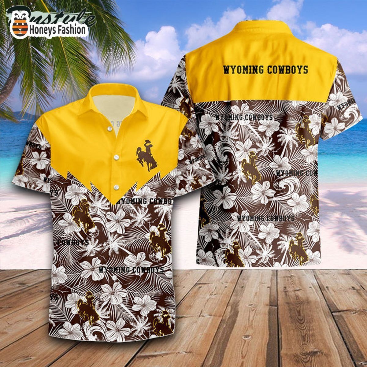 Ncaa Wyoming Cowboys Hibiscus Trendy Hawaiian Aloha - Adult & Kids T-Shirts, Sweatshirts & Hoodies apparel design preview 1
