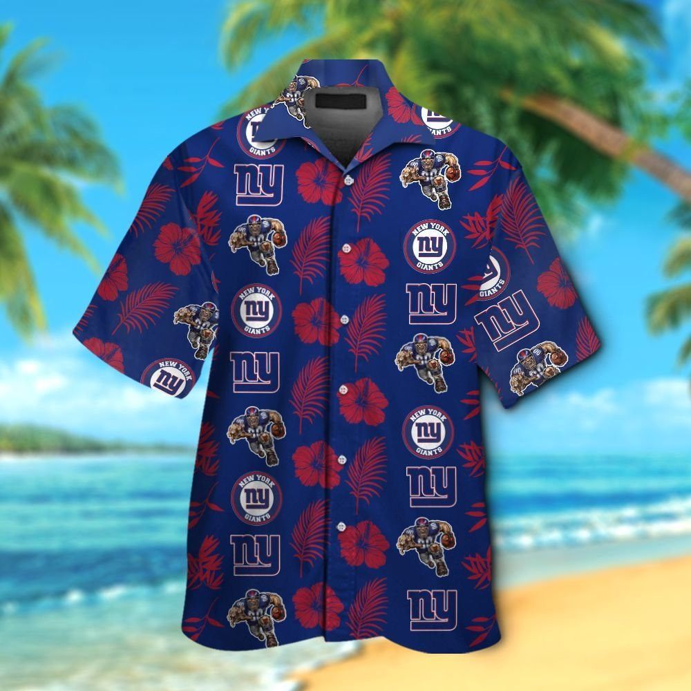 New York Giants Short Sleeve Button Up Tropical - Adult & Kids T-Shirts, Sweatshirts & Hoodies apparel design preview 1