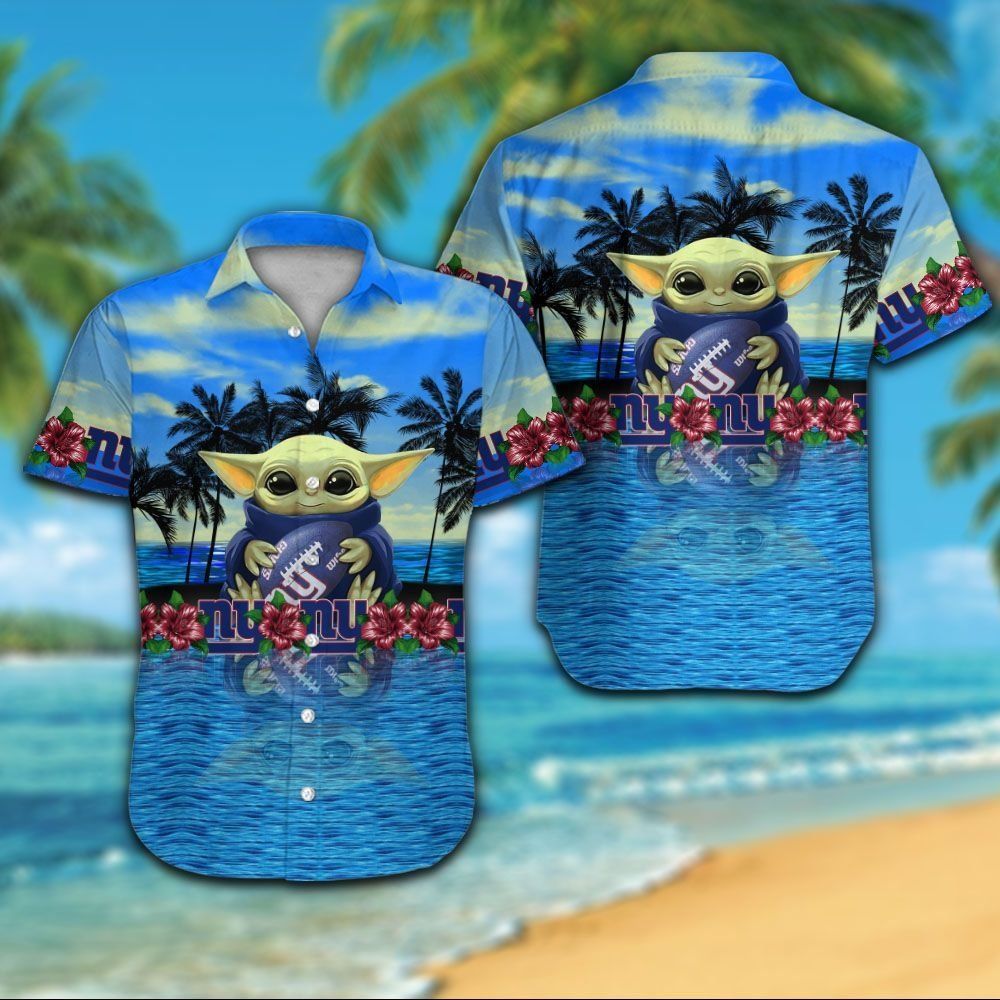 New York Giants Short Sleeve Button Up Tropical - Adult & Kids T-Shirts, Sweatshirts & Hoodies apparel design preview 1