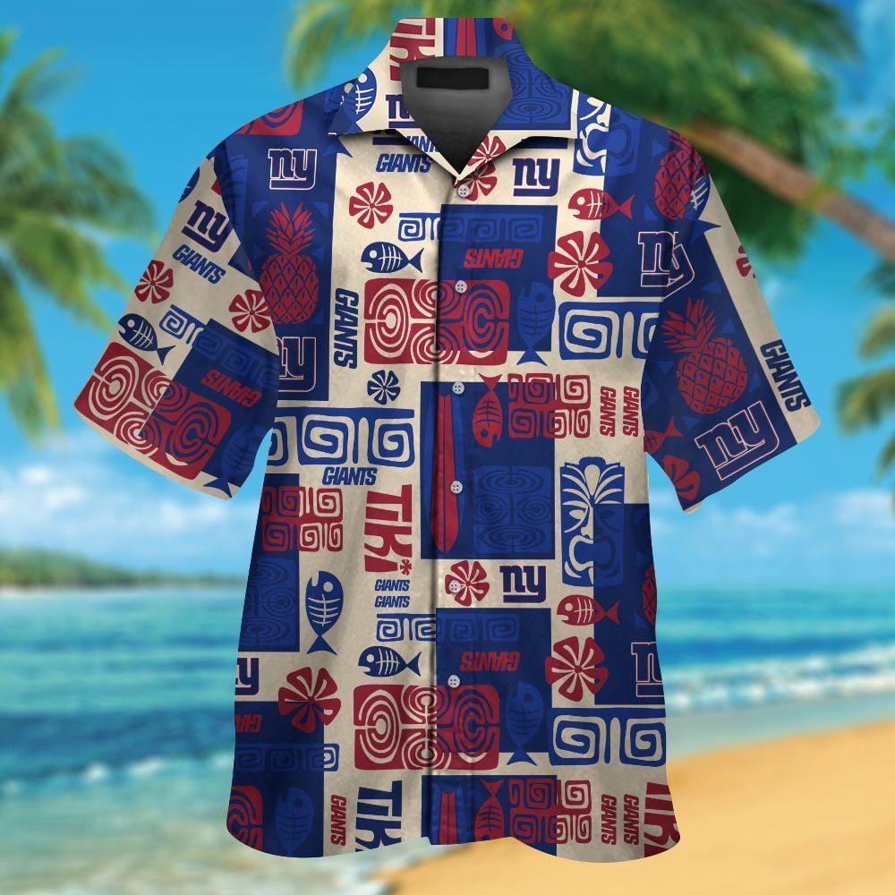 New York Giants Short Sleeve Button Up Tropical - Adult & Kids T-Shirts, Sweatshirts & Hoodies apparel design preview 1