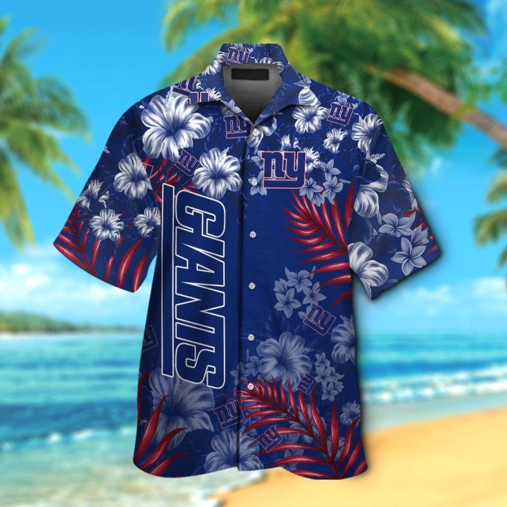 New York Giants Short Sleeve Button Up Tropical - Adult & Kids T-Shirts, Sweatshirts & Hoodies apparel design preview 1