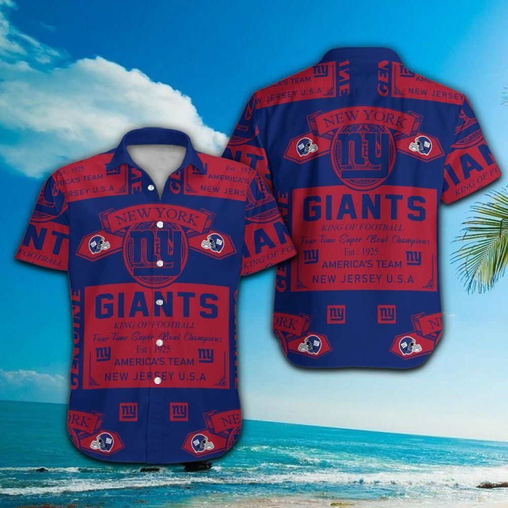 New York Giants Short Sleeve Button Up Tropical - Adult & Kids T-Shirts, Sweatshirts & Hoodies apparel design preview 1