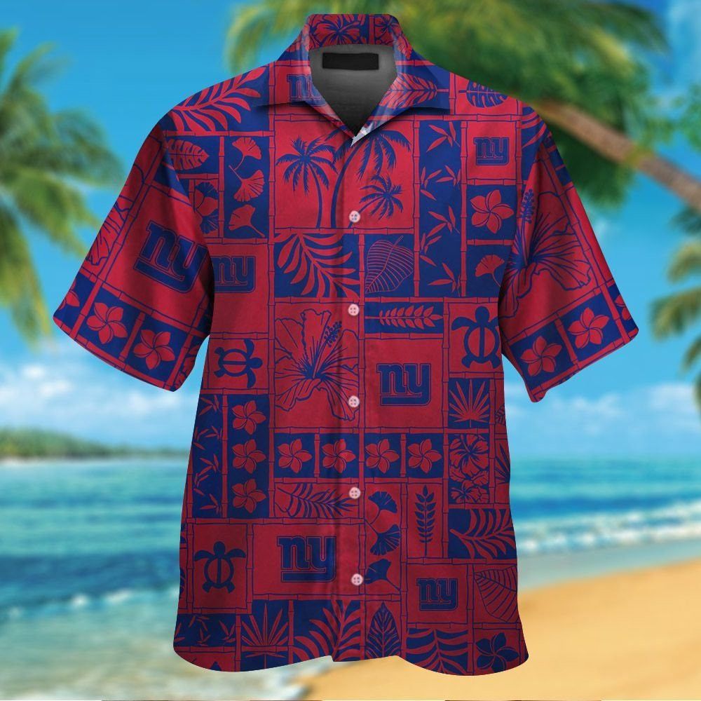 New York Giants Short Sleeve Button Up Tropical - Adult & Kids T-Shirts, Sweatshirts & Hoodies apparel design preview 1
