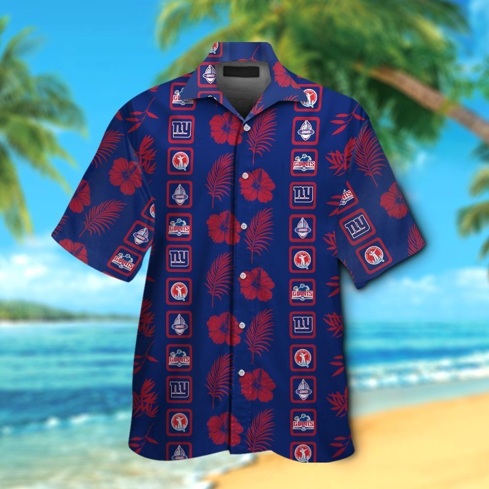 New York Giants Short Sleeve Button Up Tropical - Adult & Kids T-Shirts, Sweatshirts & Hoodies apparel design preview 1