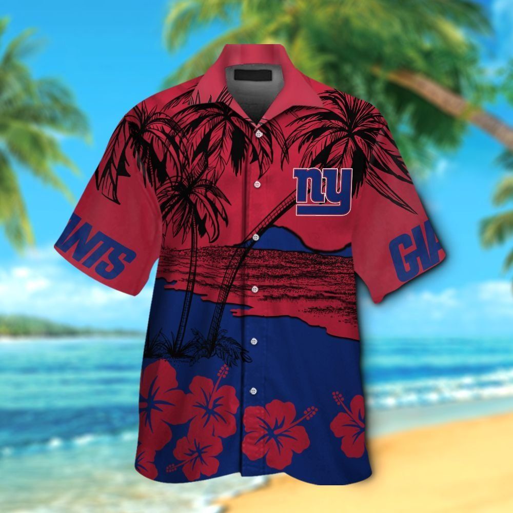 New York Giants Short Sleeve Button Up Tropical - Adult & Kids T-Shirts, Sweatshirts & Hoodies apparel design preview 1