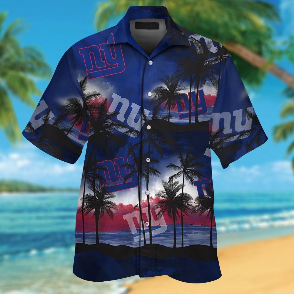 New York Giants Short Sleeve Button Up Tropical - Adult & Kids T-Shirts, Sweatshirts & Hoodies apparel design preview 1