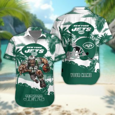 New York Jets Personalized Gridiron Warrior Hawaiian - Adult & Kids T-Shirts, Sweatshirts & Hoodies apparel design preview 1