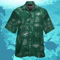 New York Jets Short Sleeve Button Up Tropical - Adult & Kids T-Shirts, Sweatshirts & Hoodies apparel design preview 1