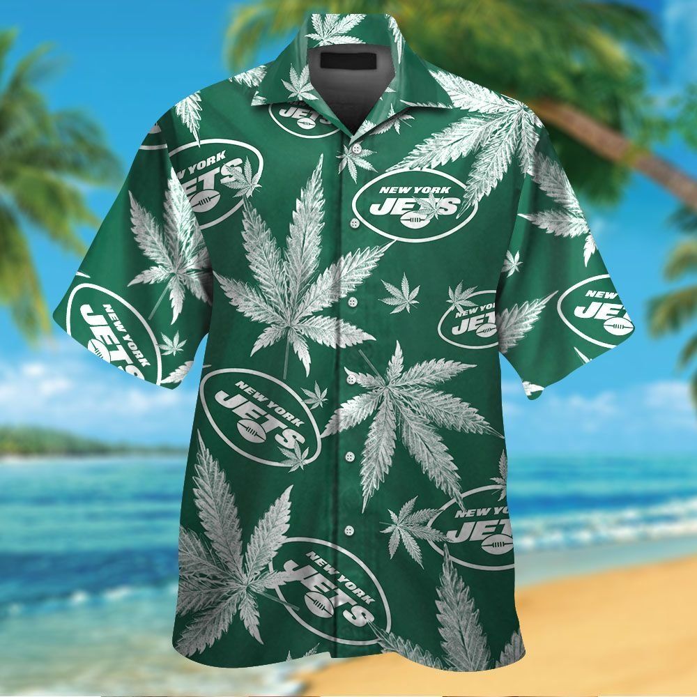 New York Jets Short Sleeve Button Up Tropical - Adult & Kids T-Shirts, Sweatshirts & Hoodies apparel design preview 1