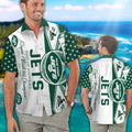 New York Jets Short Sleeve Button Up Tropical - Adult & Kids T-Shirts, Sweatshirts & Hoodies apparel design preview 1
