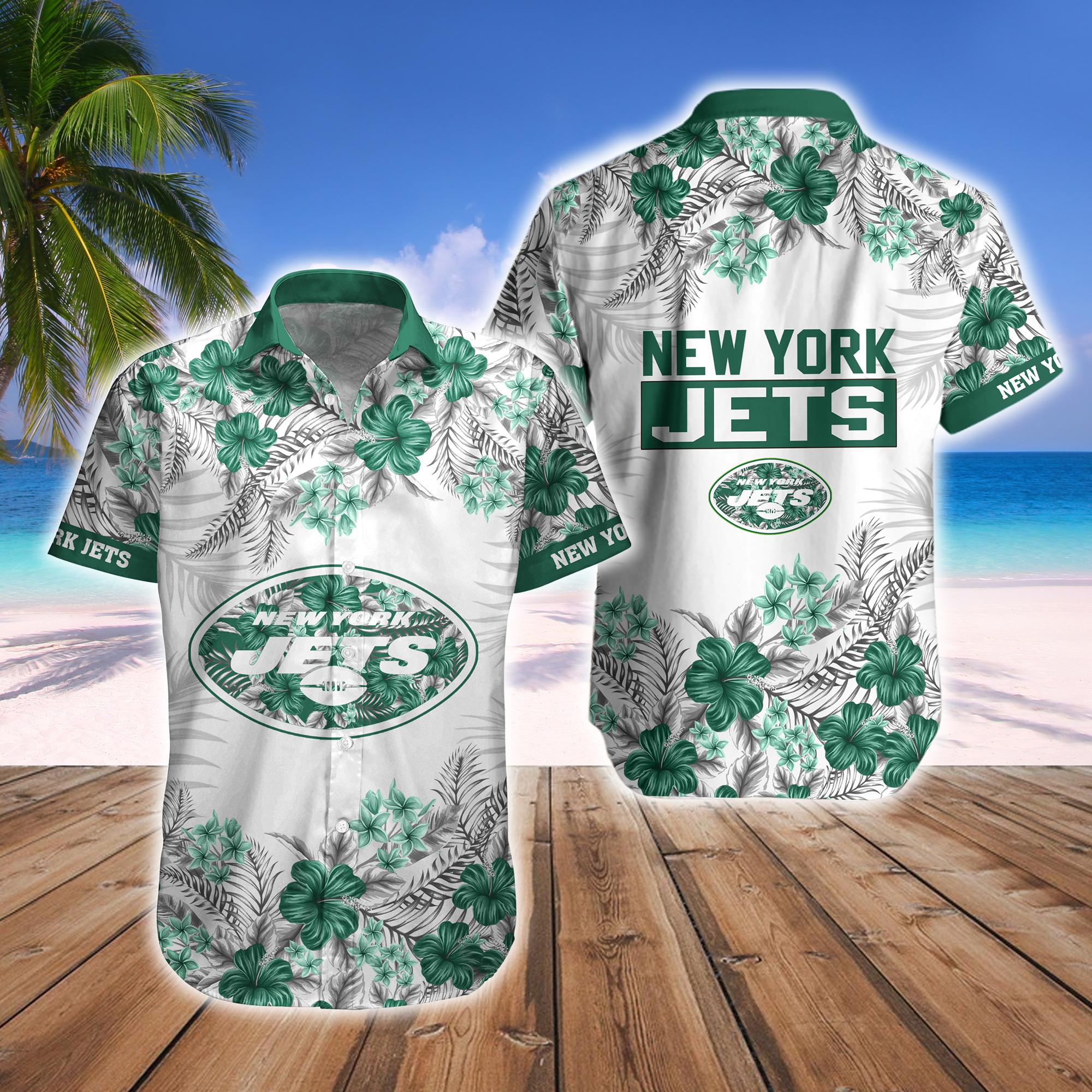 New York Jets Skyline Surf Hawaiian Shorts Fan - Adult & Kids T-Shirts, Sweatshirts & Hoodies apparel design preview 1