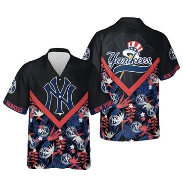 New York Yankees Island Vibes Chevron Hawaiian - Adult & Kids T-Shirts, Sweatshirts & Hoodies apparel design preview 1