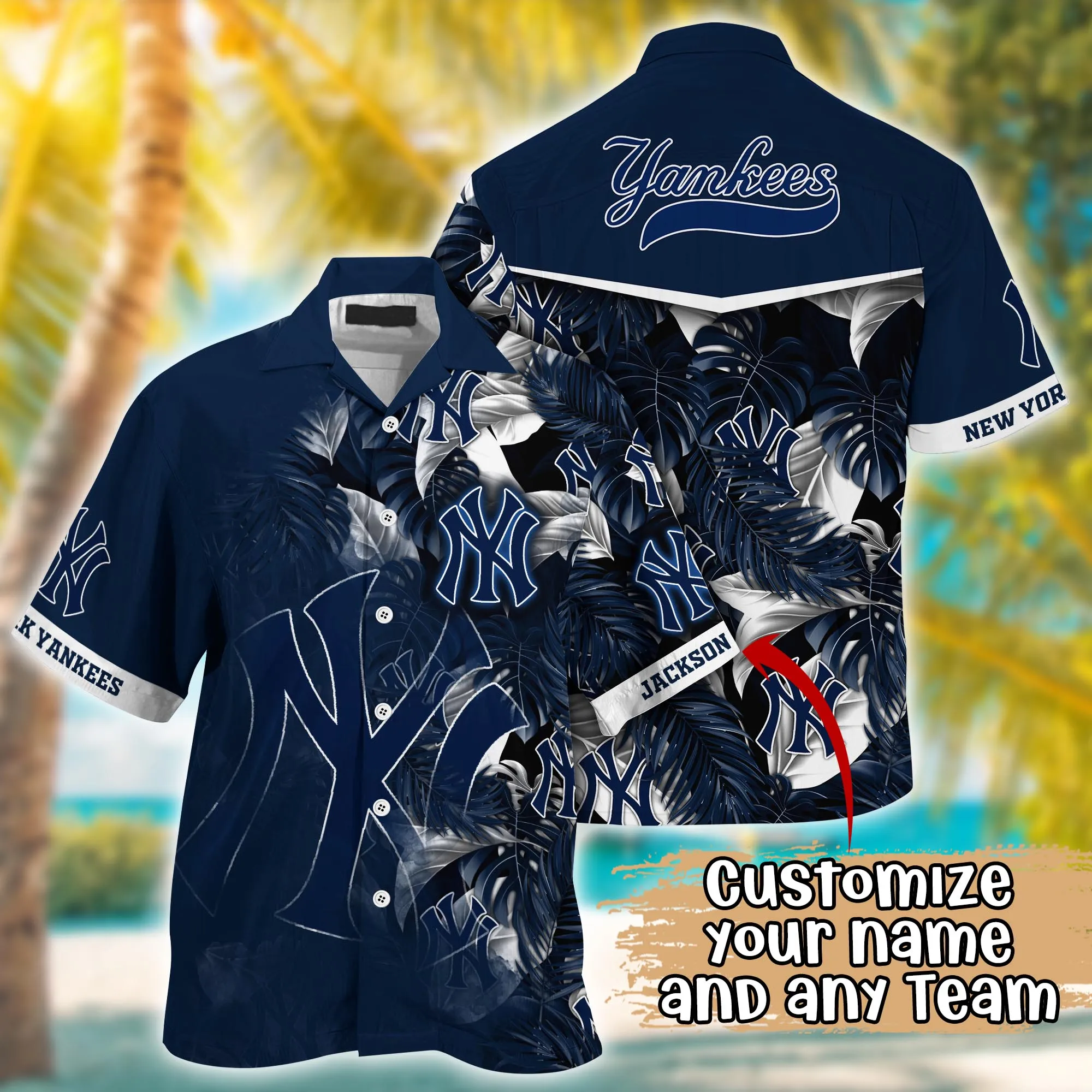 New York Yankees MLB Summer Hawaii And Custom Aloha - Adult & Kids T-Shirts, Sweatshirts & Hoodies apparel design preview 1