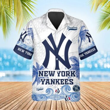 New York Yankees Ocean Waves Hawaiian - Adult & Kids T-Shirts, Sweatshirts & Hoodies apparel design preview 1