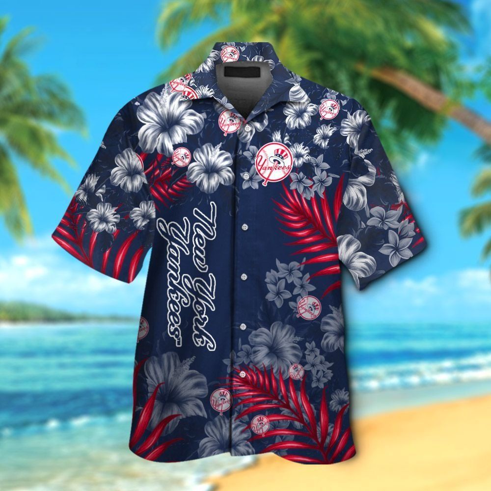 New York Yankees Short Sleeve Button Up Tropical - Adult & Kids T-Shirts, Sweatshirts & Hoodies apparel design preview 1