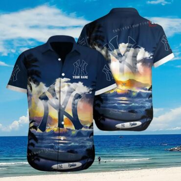 New York Yankees Sunset Waves Hawaiian - Adult & Kids T-Shirts, Sweatshirts & Hoodies apparel design preview 1