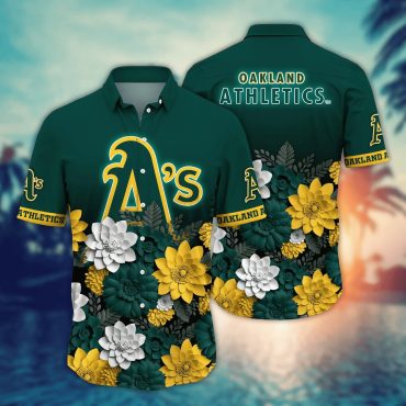 Oakland Athletics Floral Glow Hawaiian - Adult & Kids T-Shirts, Sweatshirts & Hoodies apparel design preview 1
